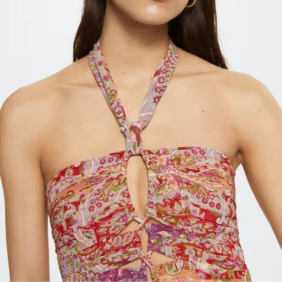 Mango Limited Edition Parsley Chiffon Dress New - Picture 8 of 11